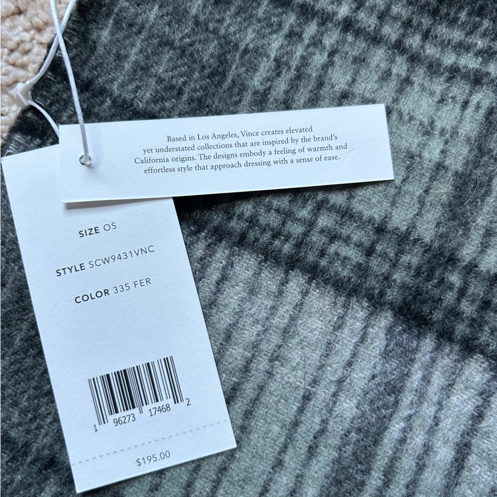 TODAY ONLY Vince Merino Wool Cashmere Classic Plaid Scarf/ Christmas Gift - Picture 5 of 10